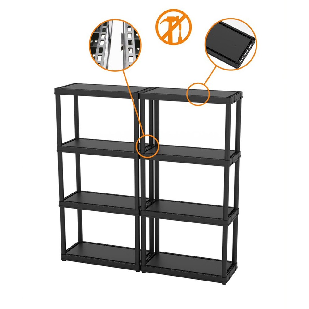 Gracious Living 4 Shelf Fixed Height Solid Organizing Storage Unit, (3 Pack)