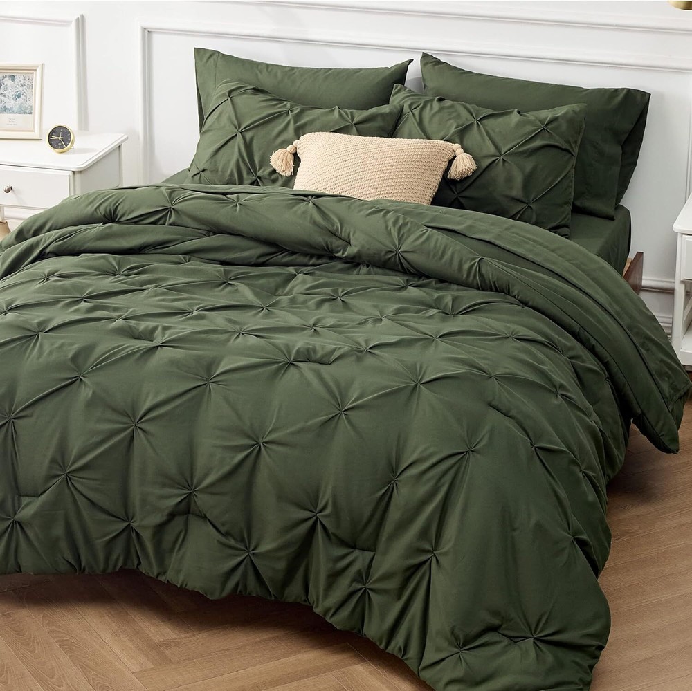 Bedsure Full Size Comforter Sets - Bedding 7 Full, Olive Green