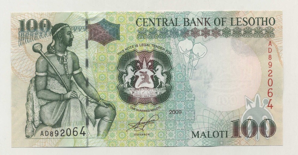 Lesotho 100 Maloti 2009 Pick 19.e UNC banknote Uncirculated