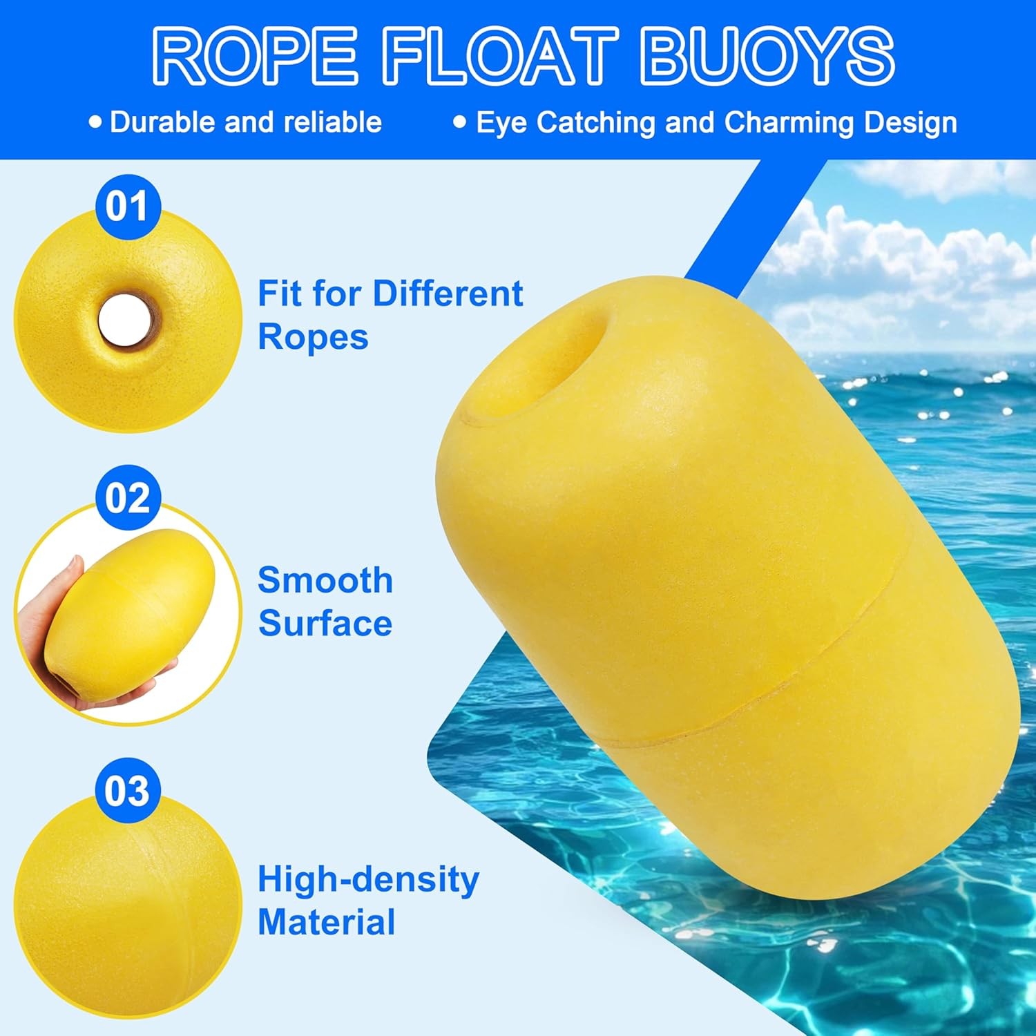 OROOTL Rope Floats Marine Buoy Float, 4/8pcs Crab Trap Floats Buoys Fishing Mark