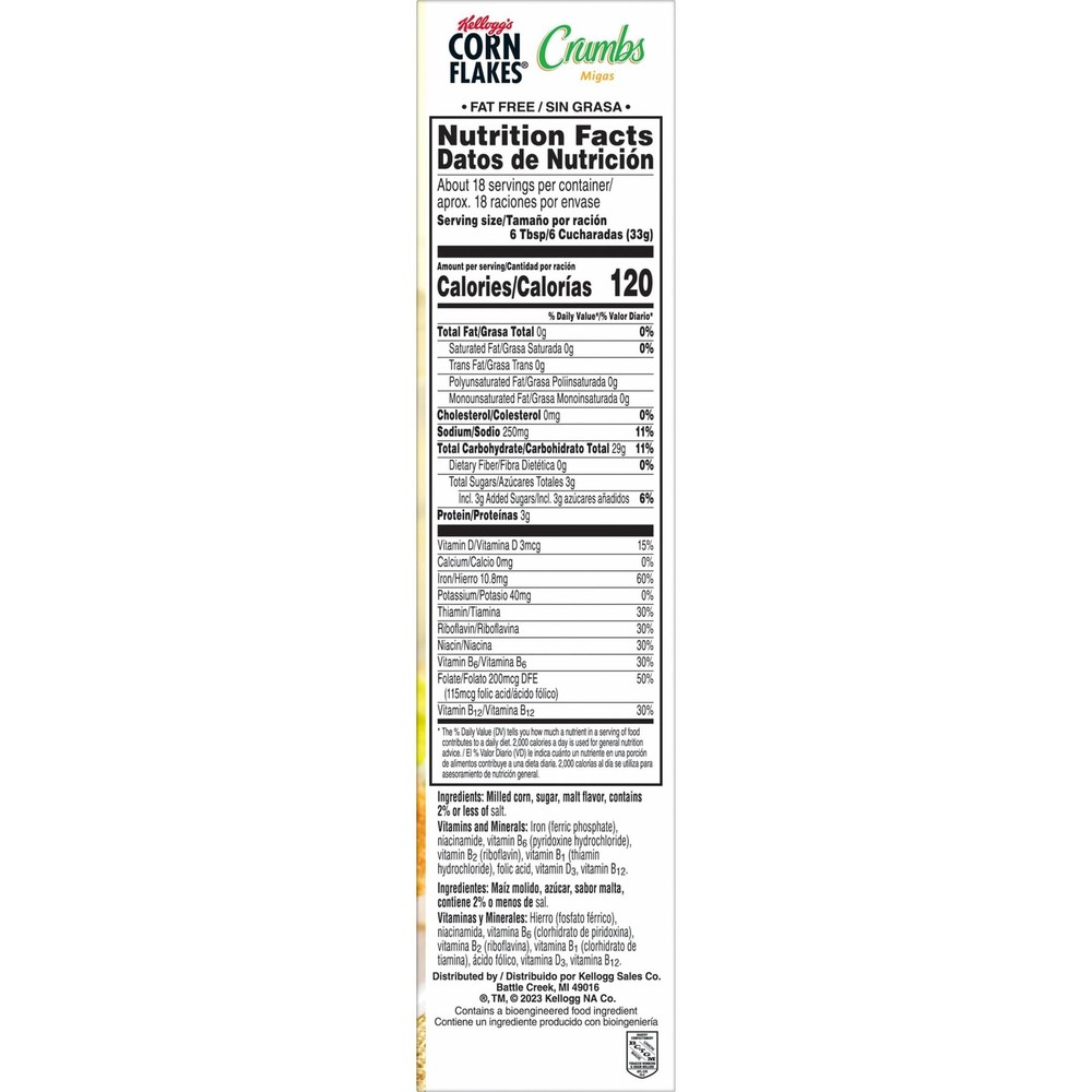 (4 pack) Kellogg's Corn Flakes Original Crumbs, 21 oz