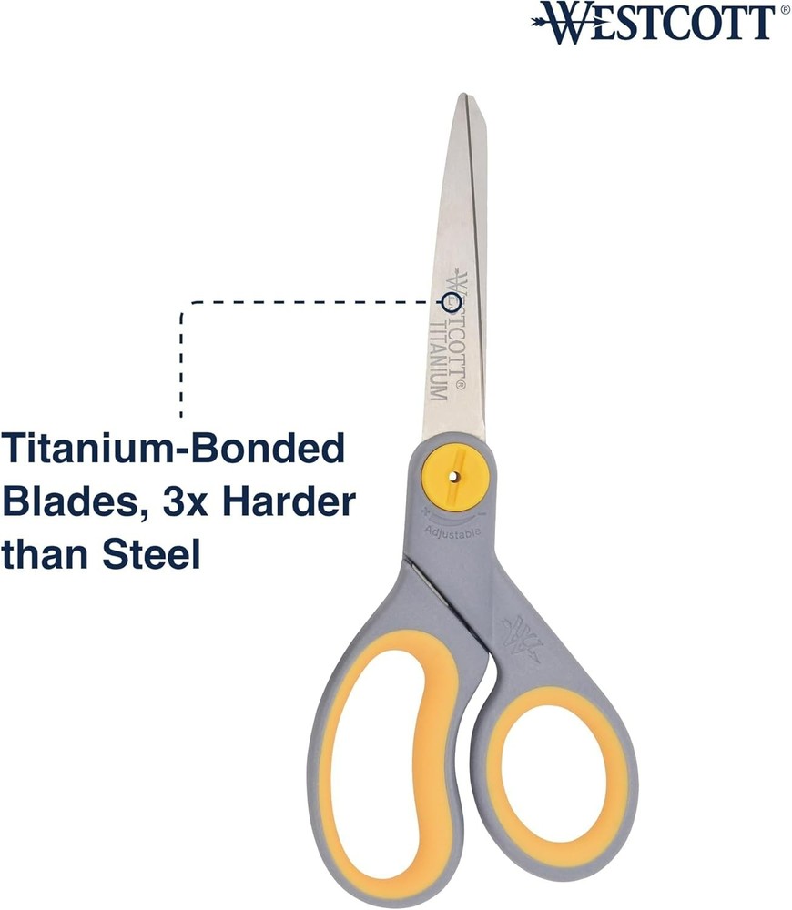 8-Inch Titanium-Bonded Scissors with Adjustable Glide Feature for Office and ...