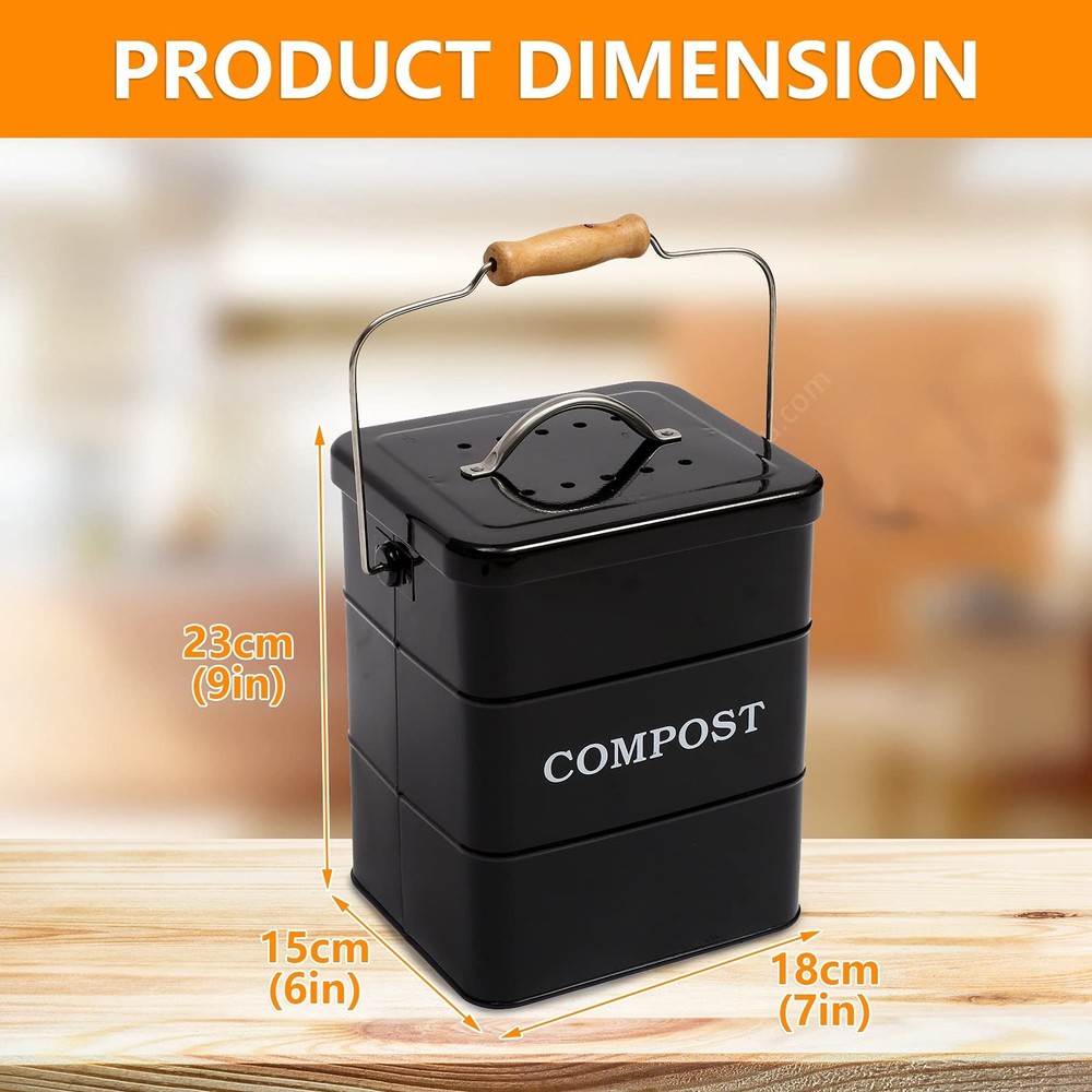 Stainless Steel Compost Bin for Kitchen Countertop Compost Bin，1 Gallon,