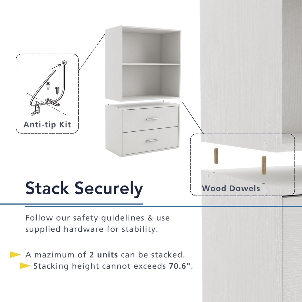 Homes: Inside + Out Apexa 2-Tier Cube Storage Organizer Shelves, Stackable Wood