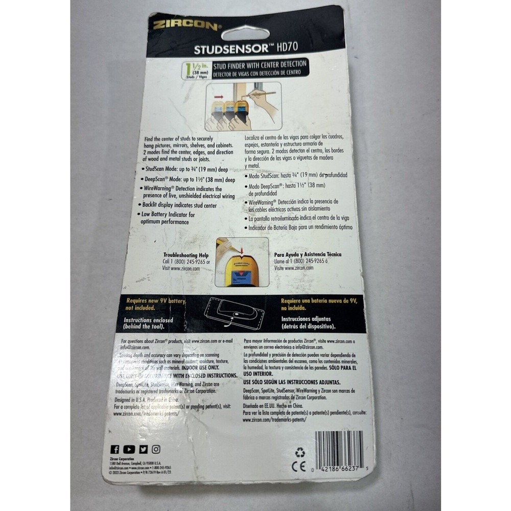 Zircon Stud Sensor Finder HD70