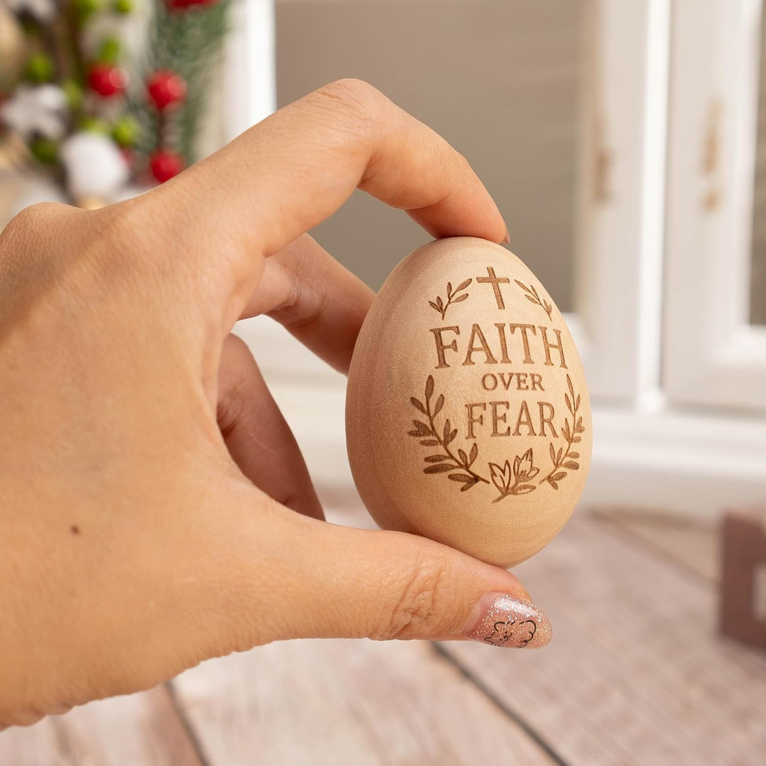 He Is Risen Easter Decor – Religious Easter Cross Decoration for Home, Catholic