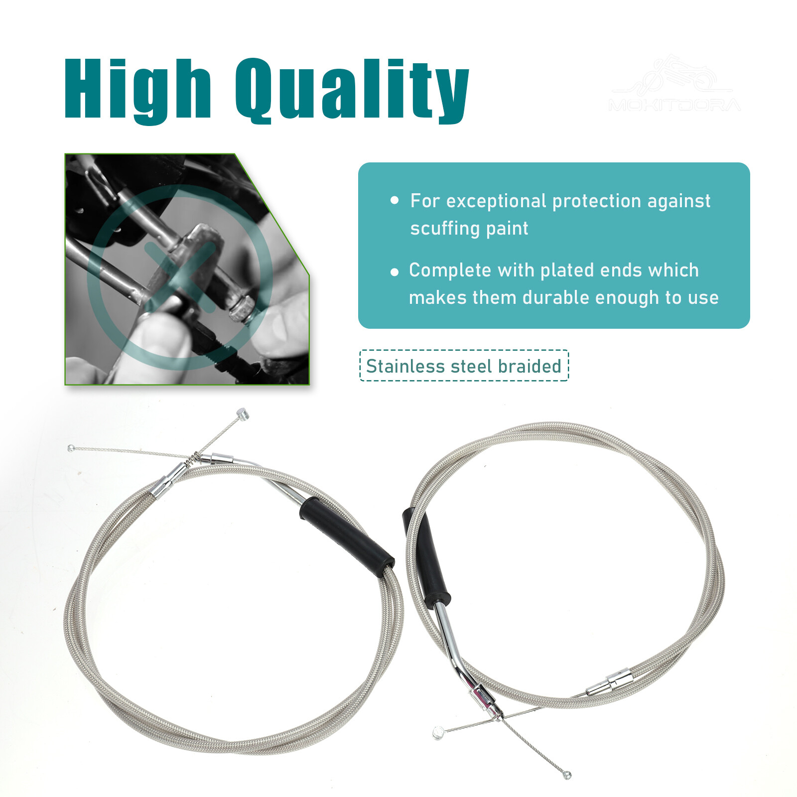 Harley 52.3" Steel Braid Throttle Cable for Softail Fat Boy Heritage 2000-2006