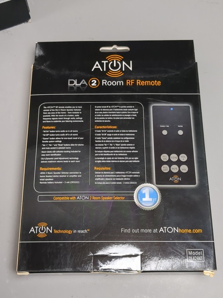 ATON DLA2 Multi-Zone 2-Room Speaker Selector RF Remote 200ft Open Box