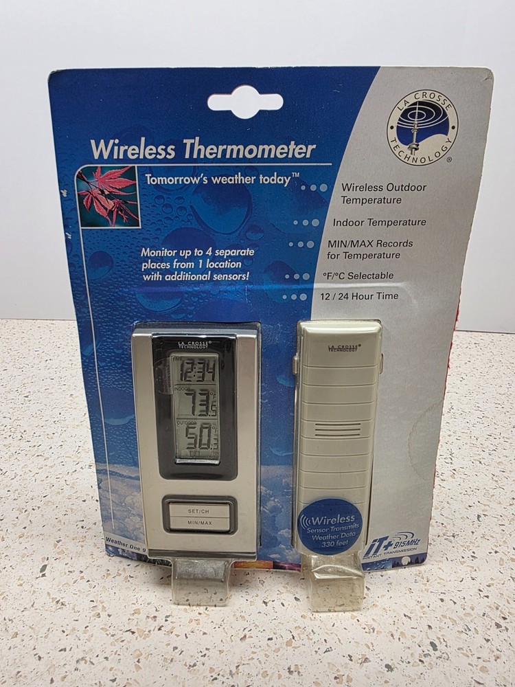 La Crosse Wireless Thermometer Sensor & Receiver Weather One 9117 Digital Clock