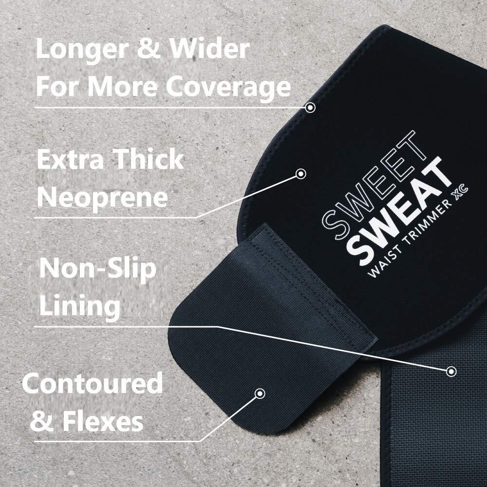Sweet Sweat Premium Waist Trimmer eXtra Coverage - Black White XXL (60 x 11in)