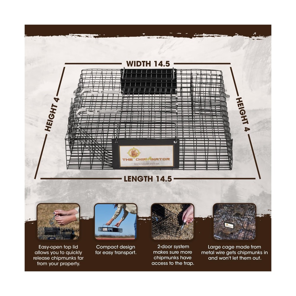 Rugged Ranch Single Chipmunkinator Multi‑Catch Chipmunk Trap, Wire Cage, 1