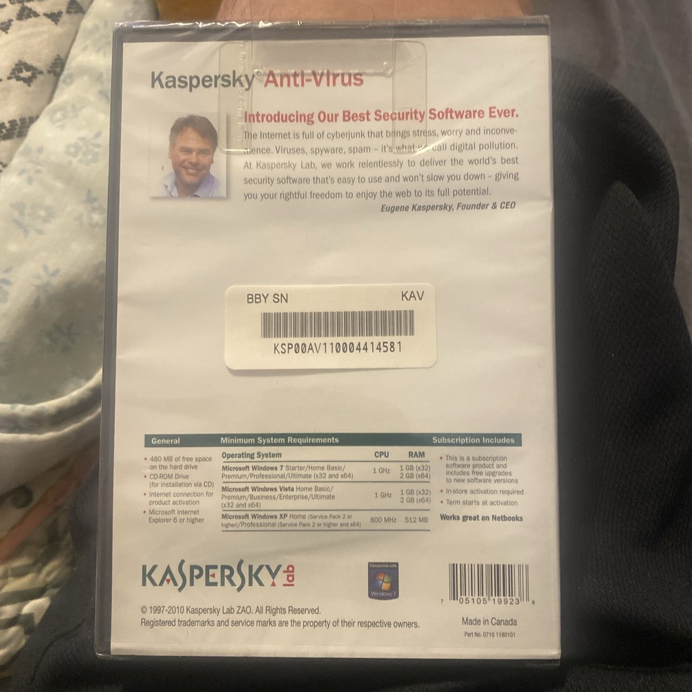 KASPERSKEY Lab Anti-Virus Protection PC Computer Security Software NEW SEALED
