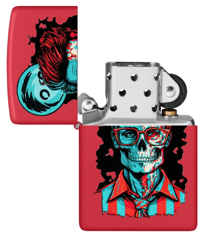 Zippo Dapper Skeleton Design Red Matte Color Image 46242