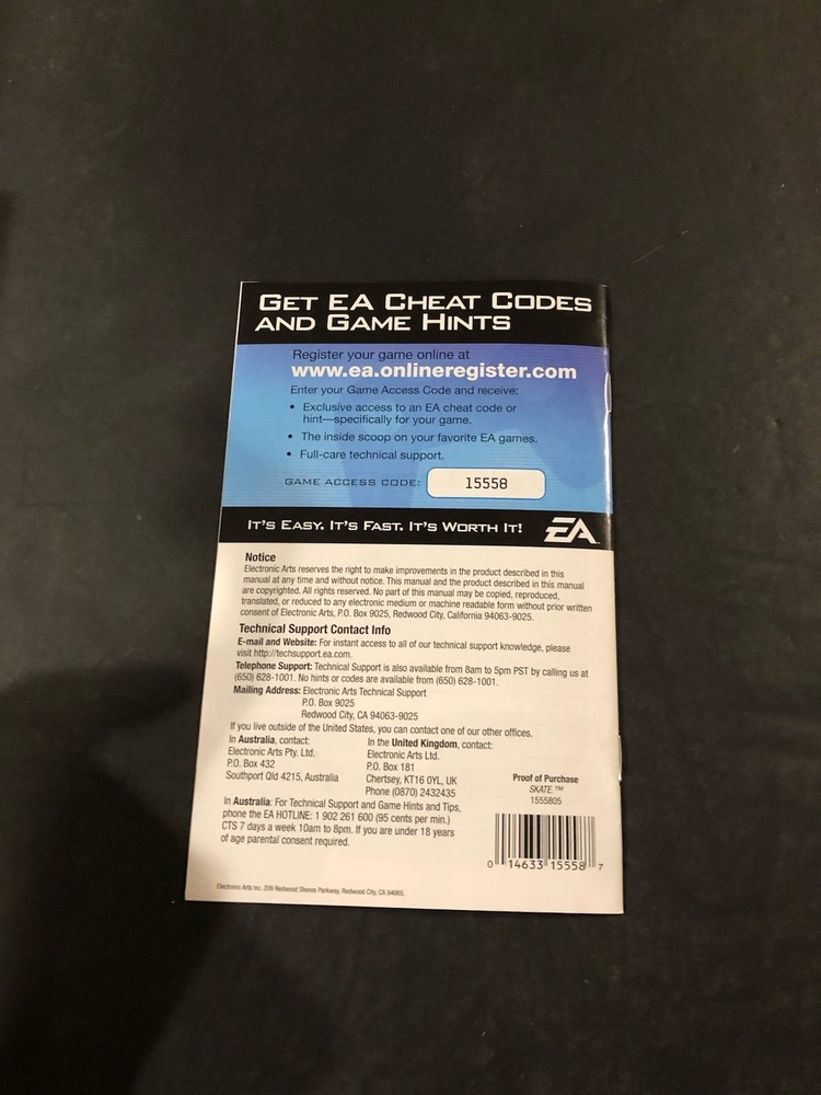 skate 1 xbox 360 Manual Only
