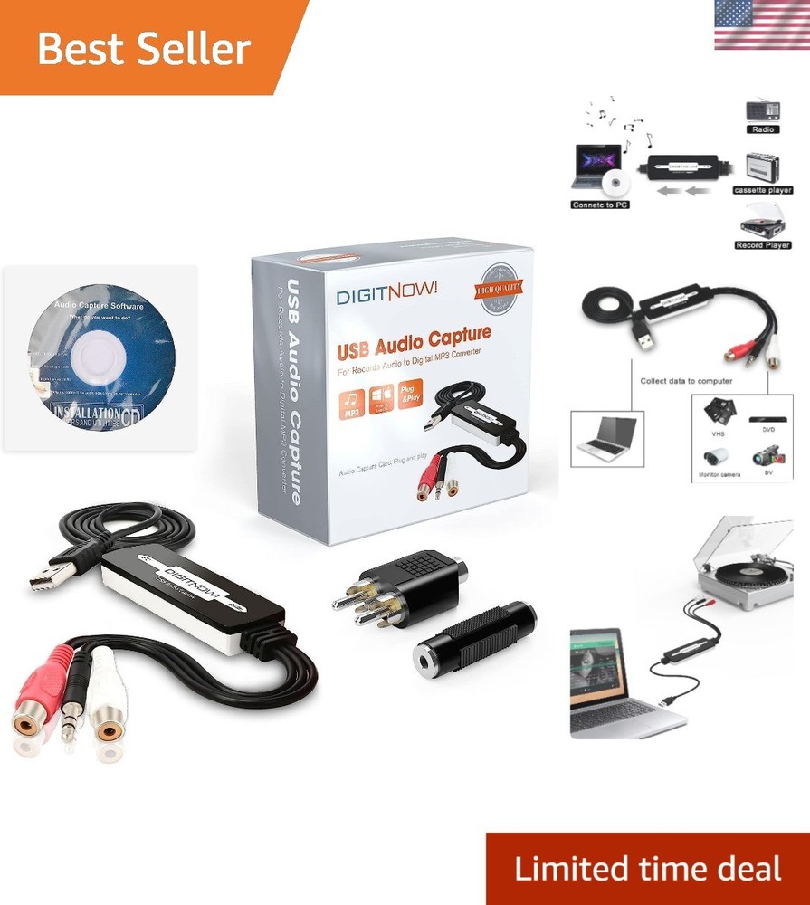 Versatile USB Audio Capture for Vinyl to MP3 Conversion - Mac & Windows Support