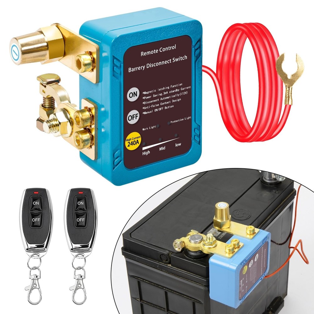 Remote Battery Disconnect Switch 12v, 240A, Upgrade Smart Voltage Kill Switch