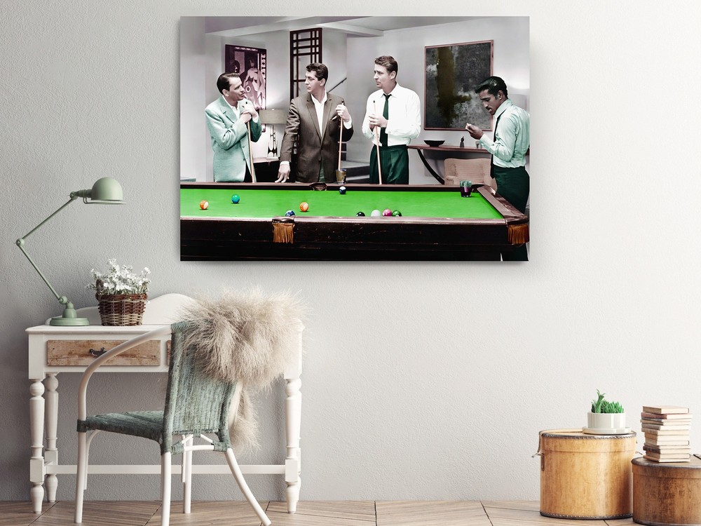 The Rat Pack Playing Pool Colorized Version - Canvas Print, Home Decor