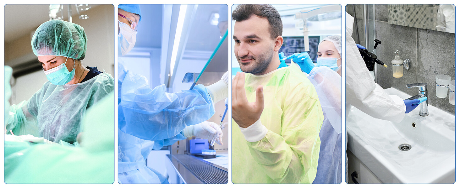 JMU Disposable Isolation Gown Lab Gowns Knit Cuff Long Sleeve Soft PP