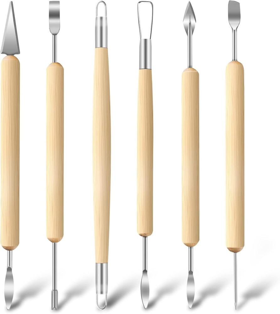 6 Pack Double-Ended Clap Sculpting Tools Clay Pottery Tools for Embossing