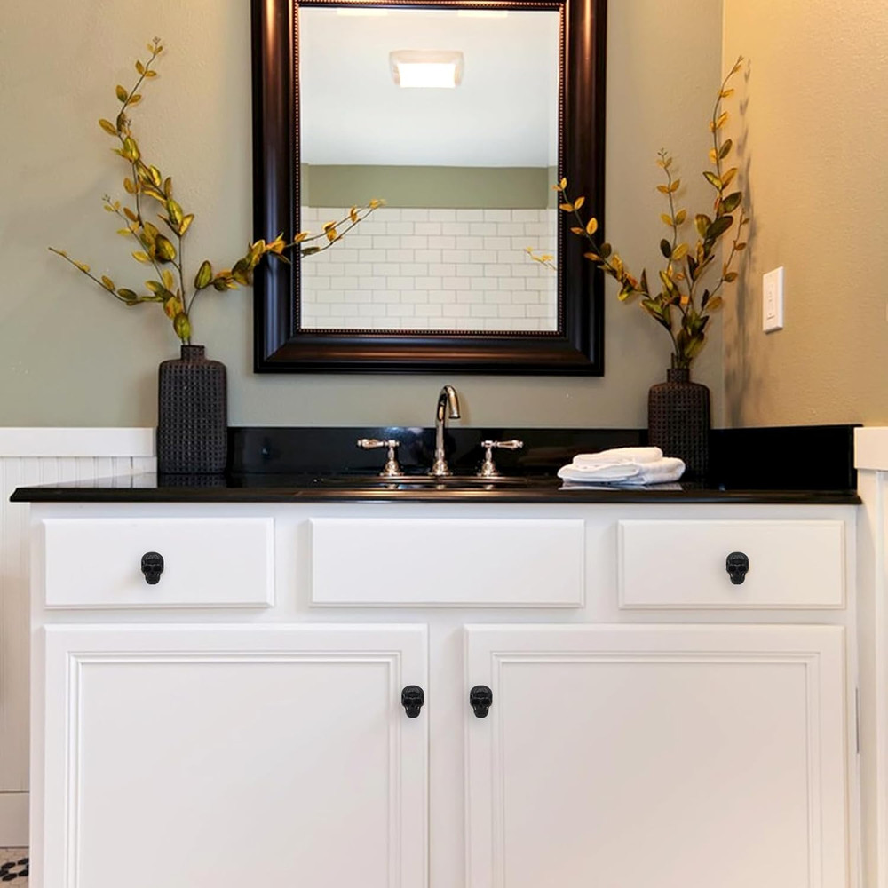 4 Pack Skull Skeleton Cabinets Knobs, Single Hole Pull Handle for Drawer Wardrob