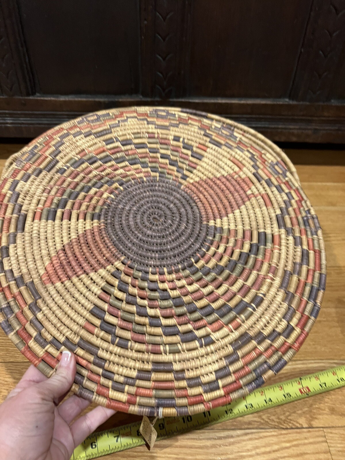 OLD BASKET FIGURAL BOWL Mexican HORSES PEOPLE Skinner 15 1/2”