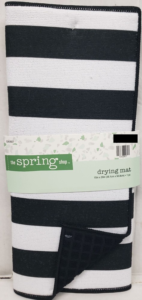 Kitchen Microfiber Drying Mat (15" x 20") BLACK & WHITE STRIPES, MI