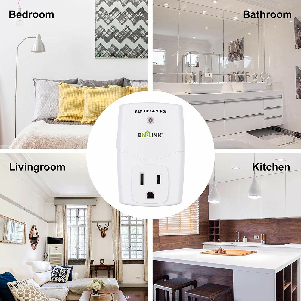 BN-LINK Wireless Remote Control Outlet Switch Power Plug -1 remote 3 plugs