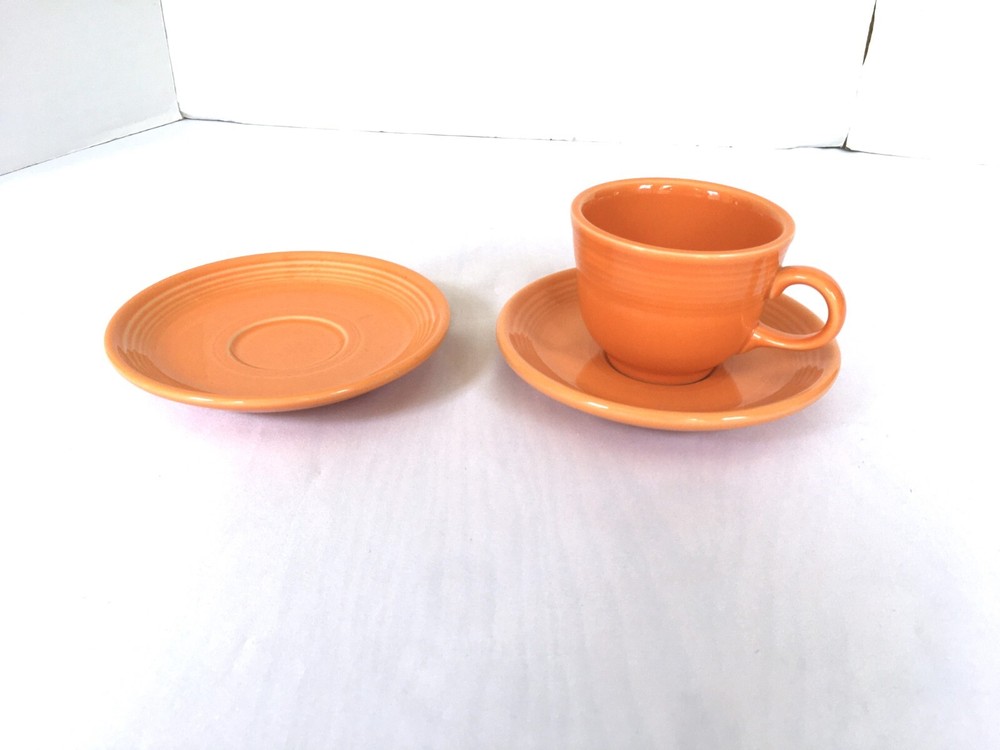 Fiesta Tangerine orange One Cup & Two Saucers