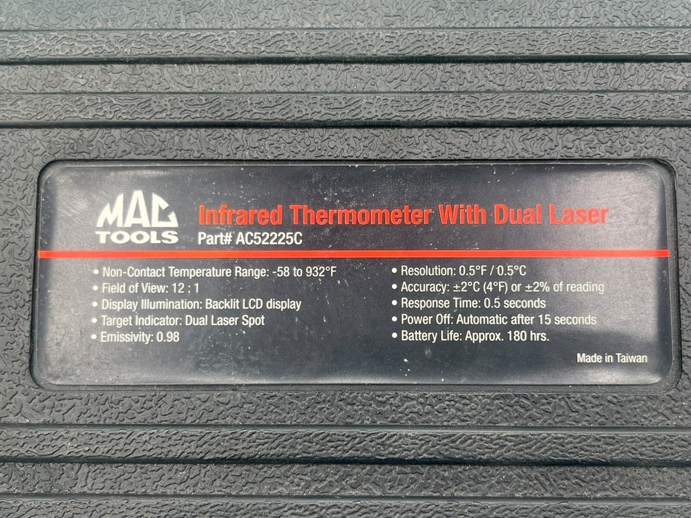 Mac Tools AC52225C Infared Thermometer w/Circular Laser