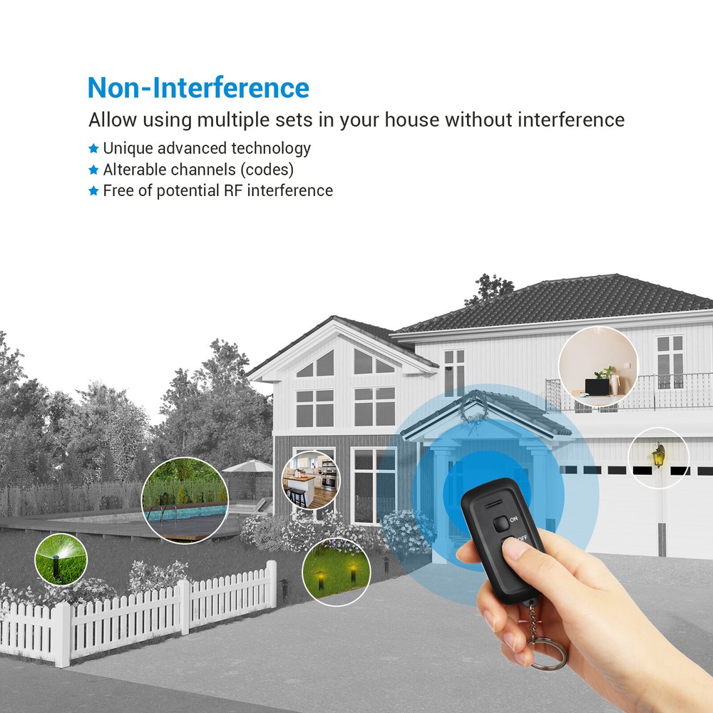 DEWENWILS Wireless Remote Control Outlet Outdoor Electrical Plug in Light Switch
