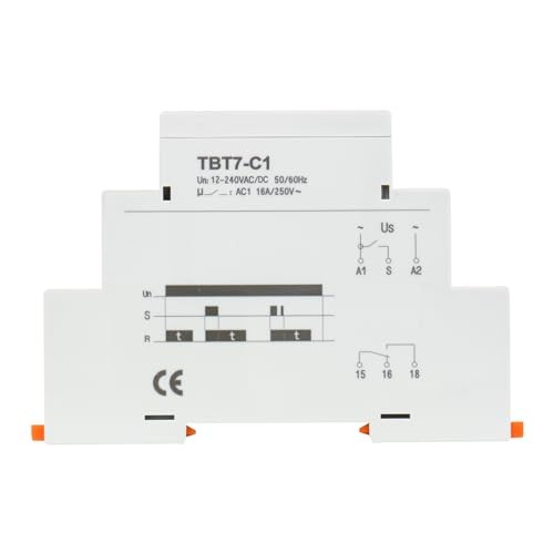 Multi-Function Time Relay, 16A Delay Off SPDT, DIN Rail Mounting 12-240VAC/DC