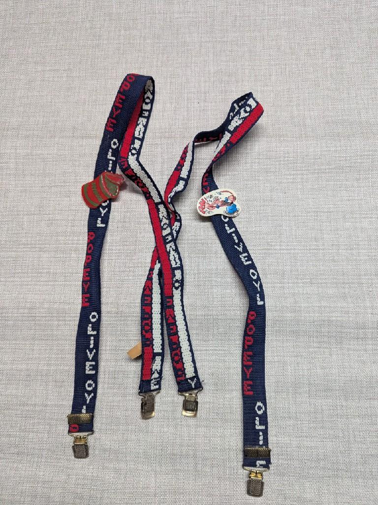 NOS vintage SUSPENDERS kids/teens POPEYE olive oil KING FEATURES SYNDICATE