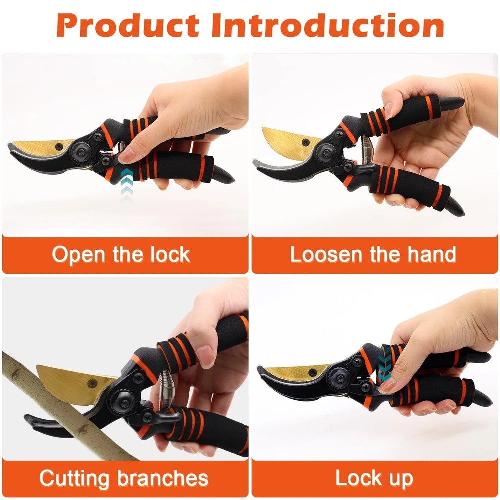 Professional Garden Pruning Shears Stainless Steel Sharp Tree Trimmers Hand Tool