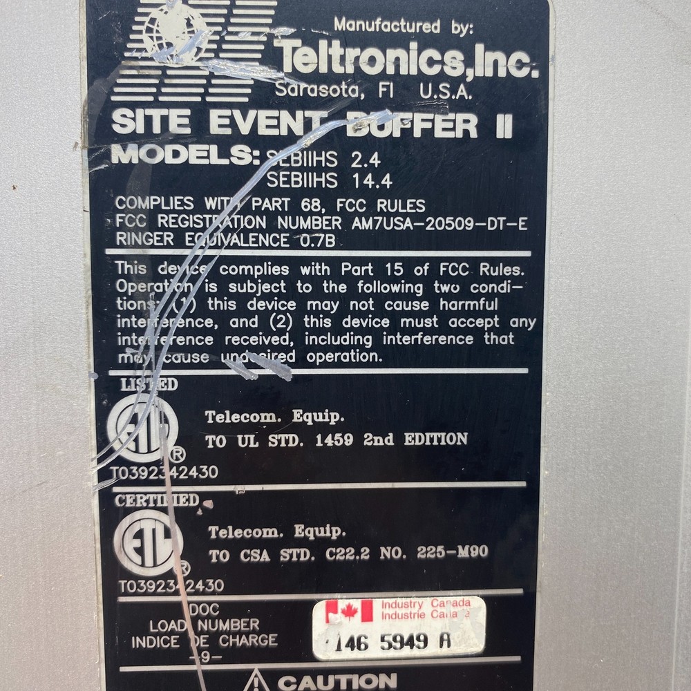 TELETRONICS GTE MODEL 4 HOST LOCAL MODEM SITE EVENT BUFFER II SEHIIBS 2.4🎯