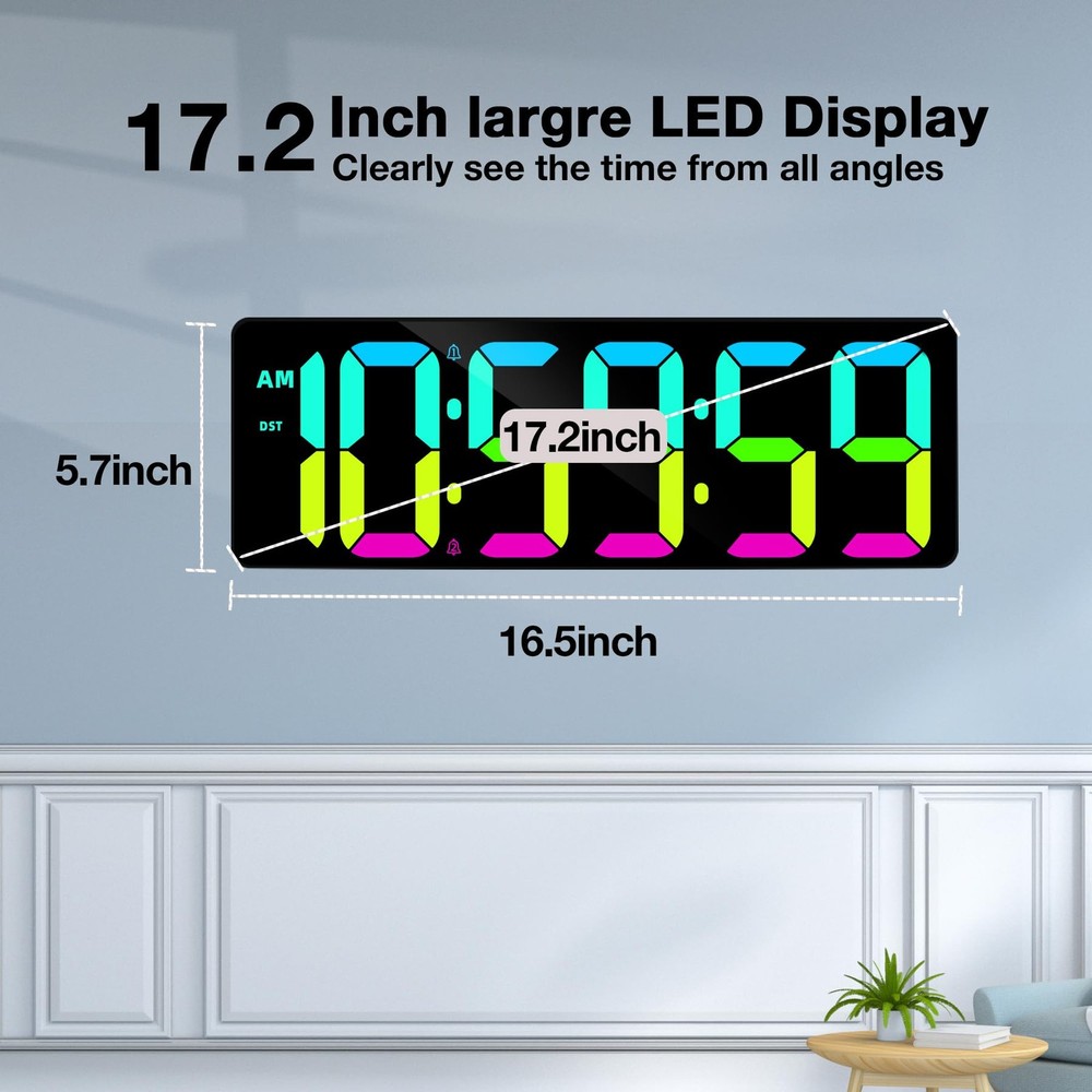 17.2" Large Digital Timer Wall Clock with Remote Control, Count Down Up Digit...
