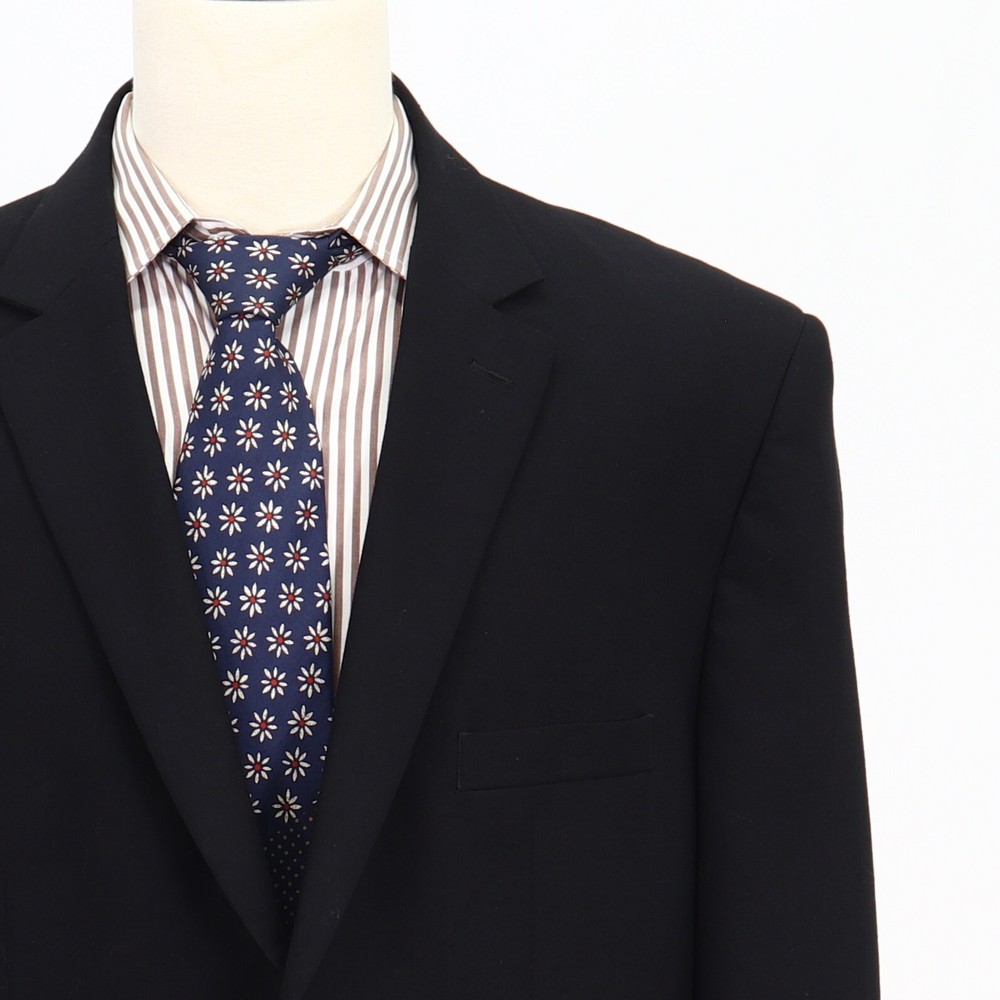 Pronto Uomo 44R Black Sport Coat Blazer Jacket Solid 2B Wool