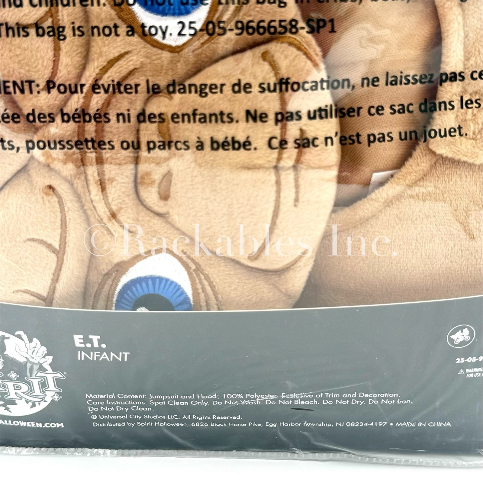 Spirit Halloween Baby E.T. Jumpsuit Costume E.T. The Extra-Terrestrial Size Vary