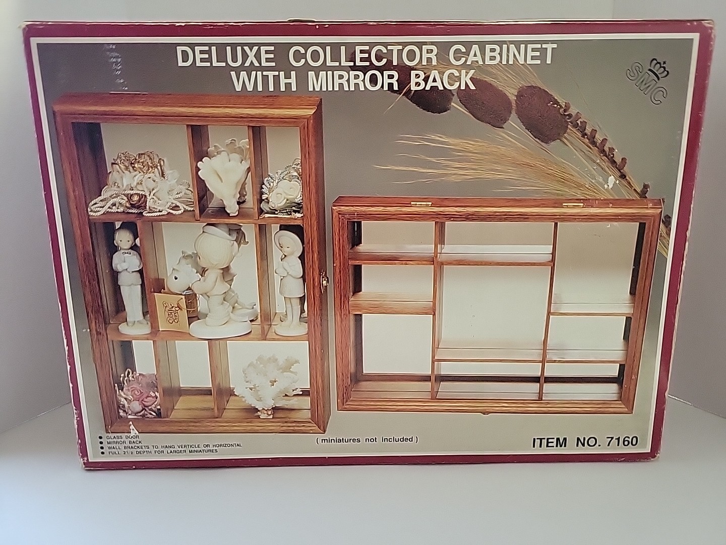 Vtg. Wood/Glass Mirrored Display Cabinet Case-Miniatures Collectibles-Hanging