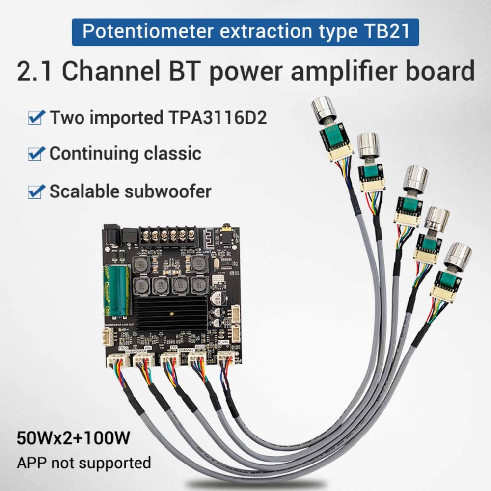 1Pc 4~8Ω Power Amplifier Board Module 2.1 Channel 50W*2+100W Bluetooth aa