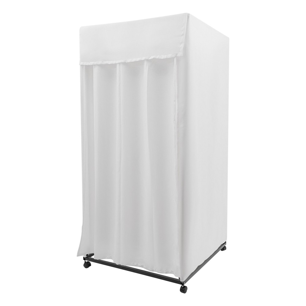 4-Wheels Portable Rectangular Dressing Room Freestanding Movable Fitting Room