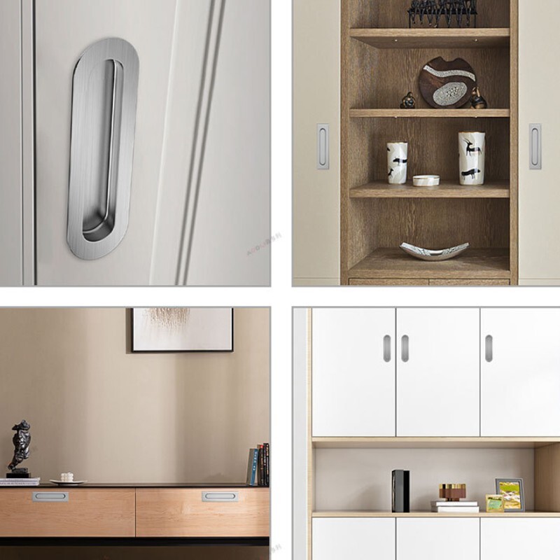 Drawer Cabinet Cupboard Rectangular Flush Pull 14cm Length Door Handle 2Pcs