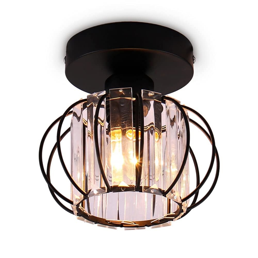 FRIXCHUR Black Modern Semi Flush Mount Ceiling Light Fixture Ceiling Light Sh...
