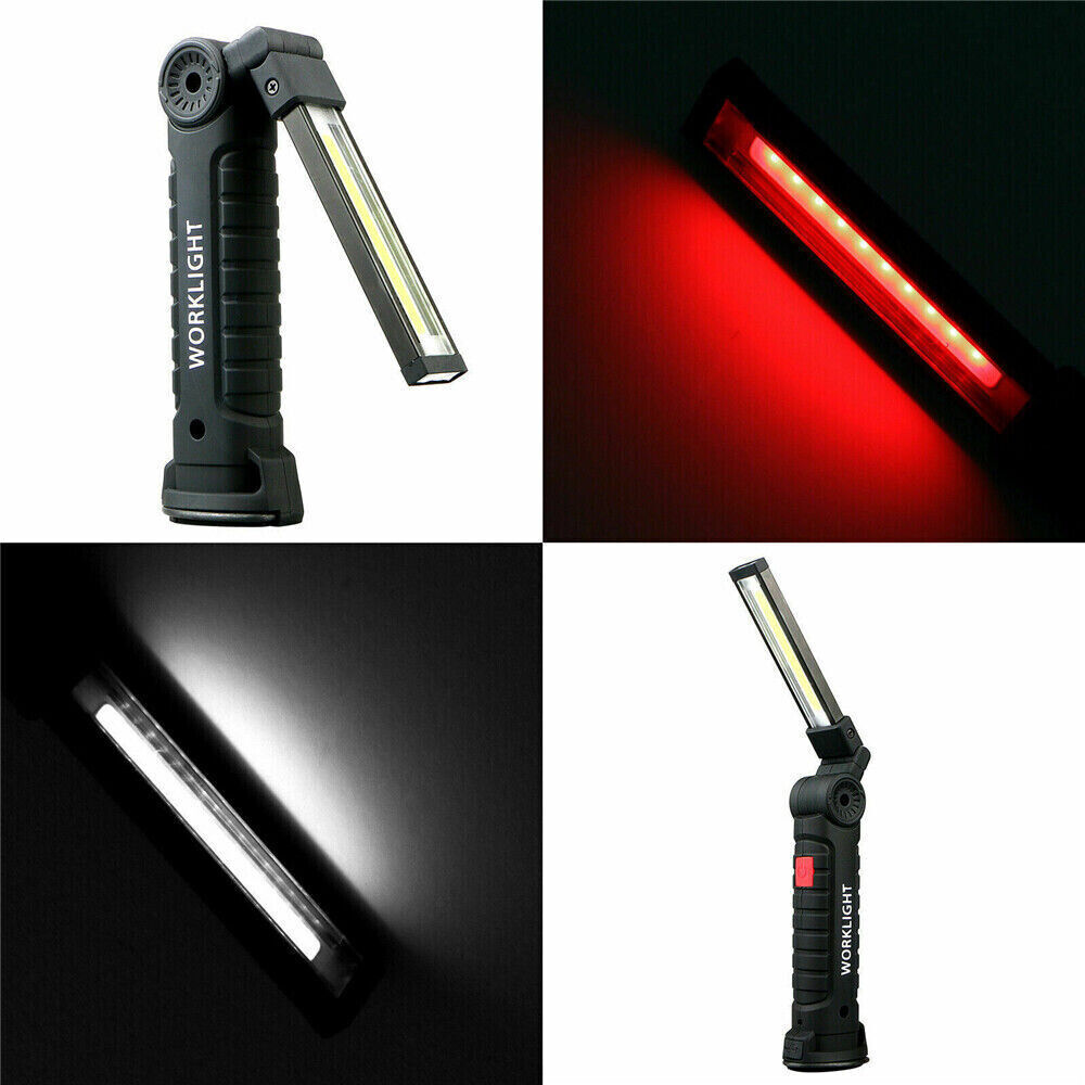 Magnetic Base Rechargeable LED COB RED Work Light Mechanic Flashlight Torch Lamp