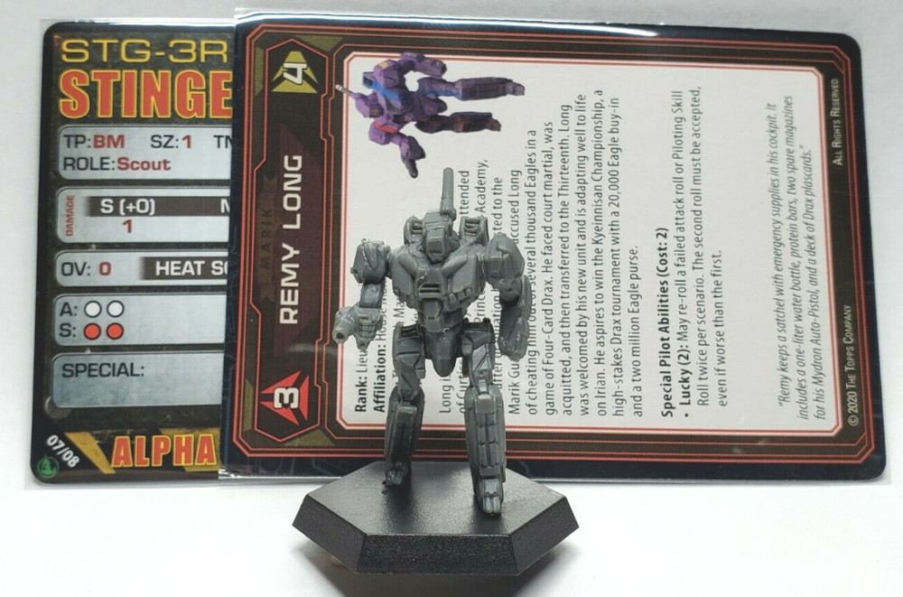 Battletech Stinger Mech + Pilot Cards Command Lance IS Kickstarter Catalyst Labs