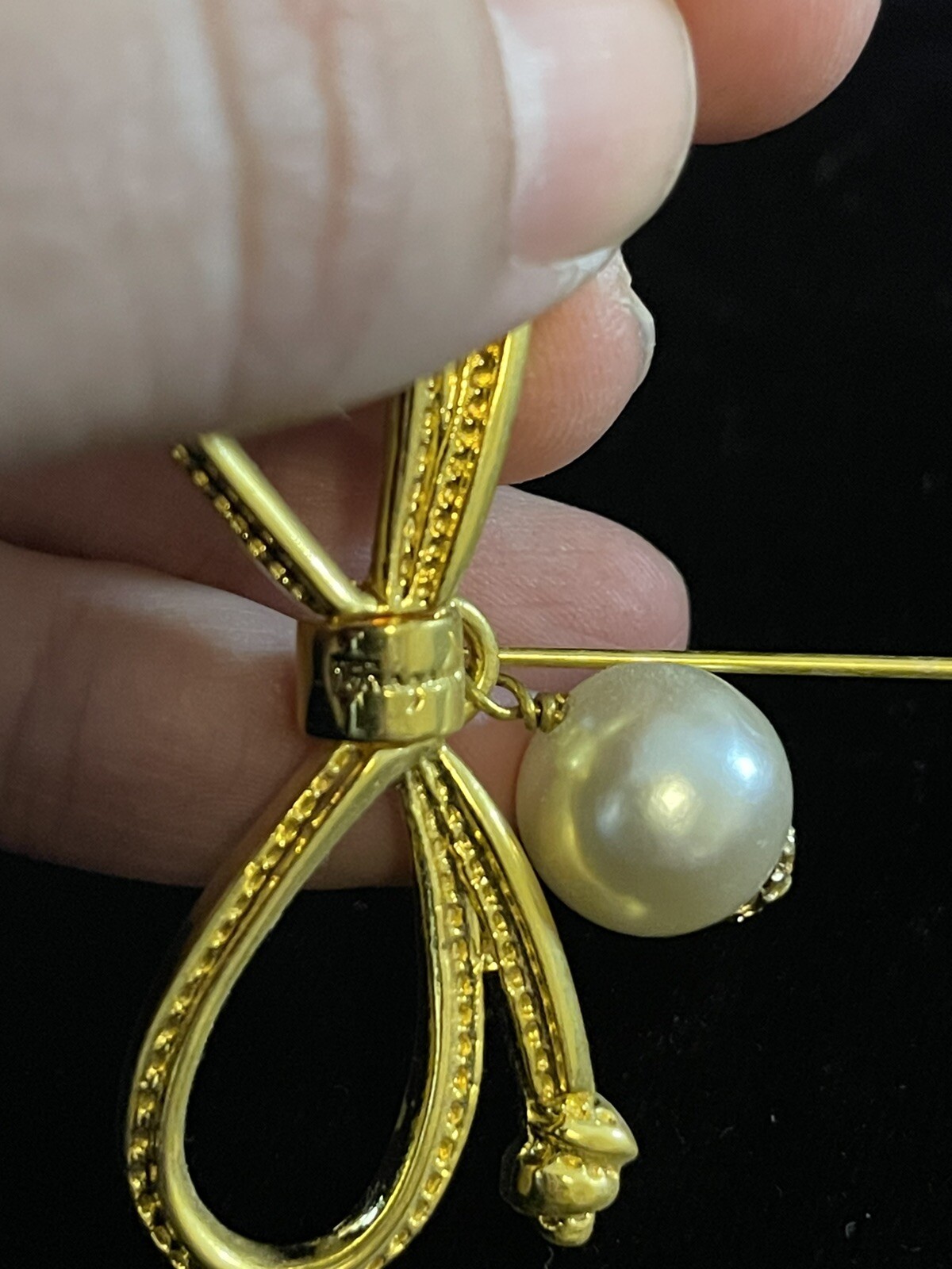 SALVATORE FERRAGAMO Vintage Bow with Faux Pearl Pin Lot of Two