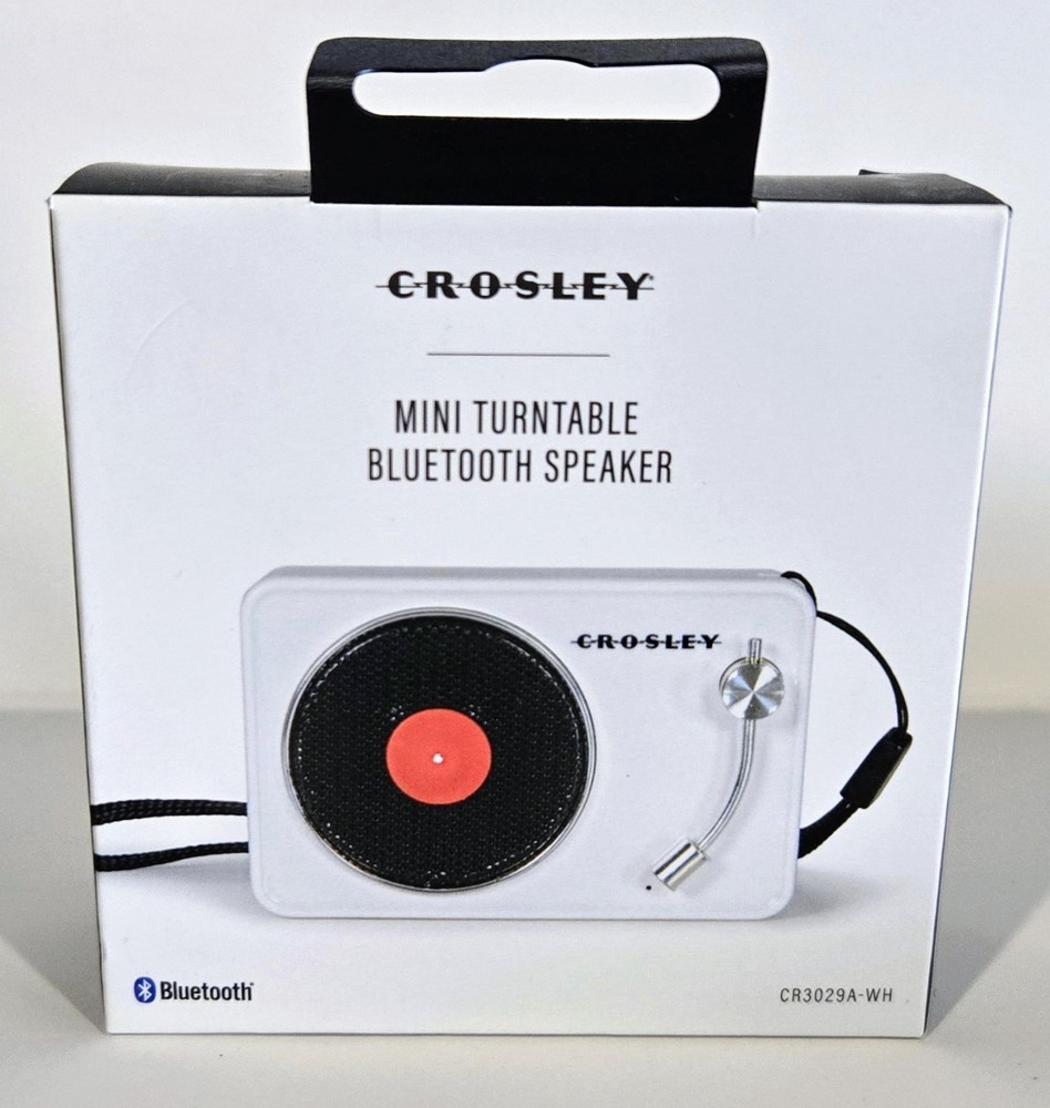 CROSLEY MINI TURNTABLE BLUETOOTH SPEAKER WHITE USB CHARGING NEW!