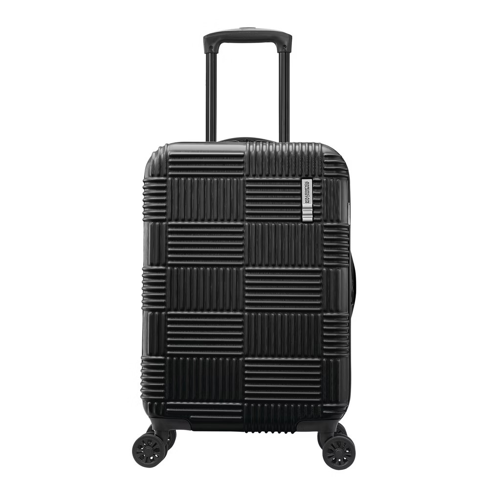American Tourister Checkered Hardside Carry On Spinner Suitcase Black