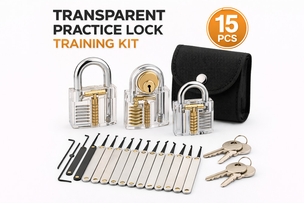 Practice Lock Training Kit Transparent Locks Skill Learning Tools Set 15 PCS