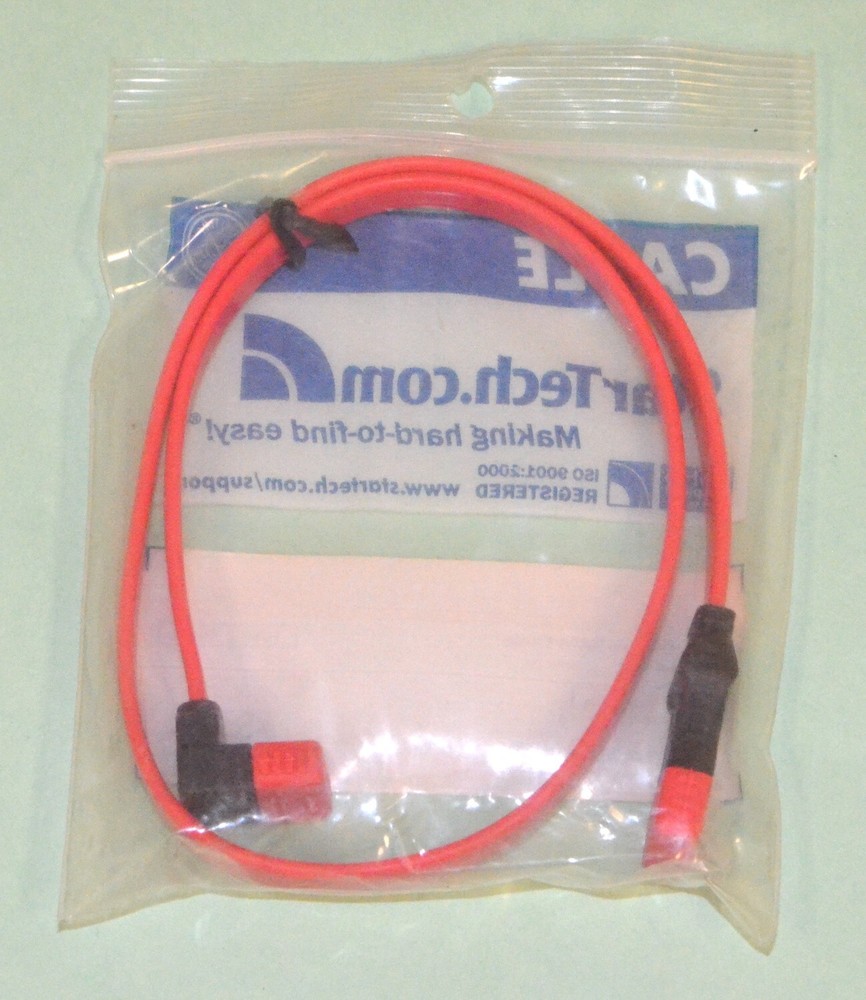 StarTech Serial ATA Internal Cable, 18", Right Angle, Red *New* SATA18RA1
