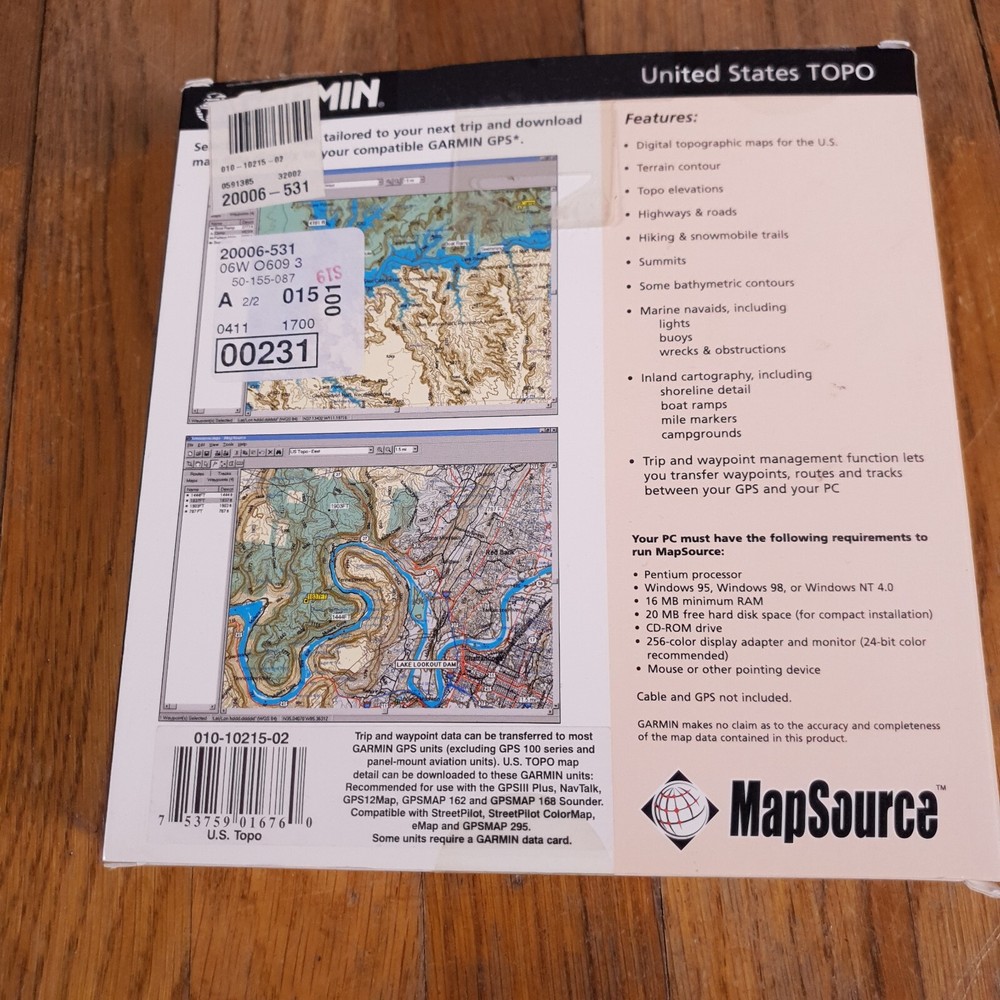 Garmin MapSource US Topo CDs Includes Trip & Waypoint Management